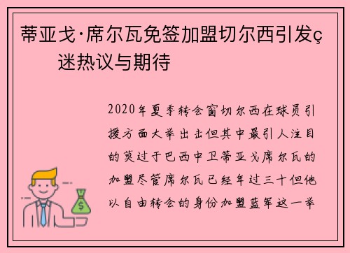 蒂亚戈·席尔瓦免签加盟切尔西引发球迷热议与期待